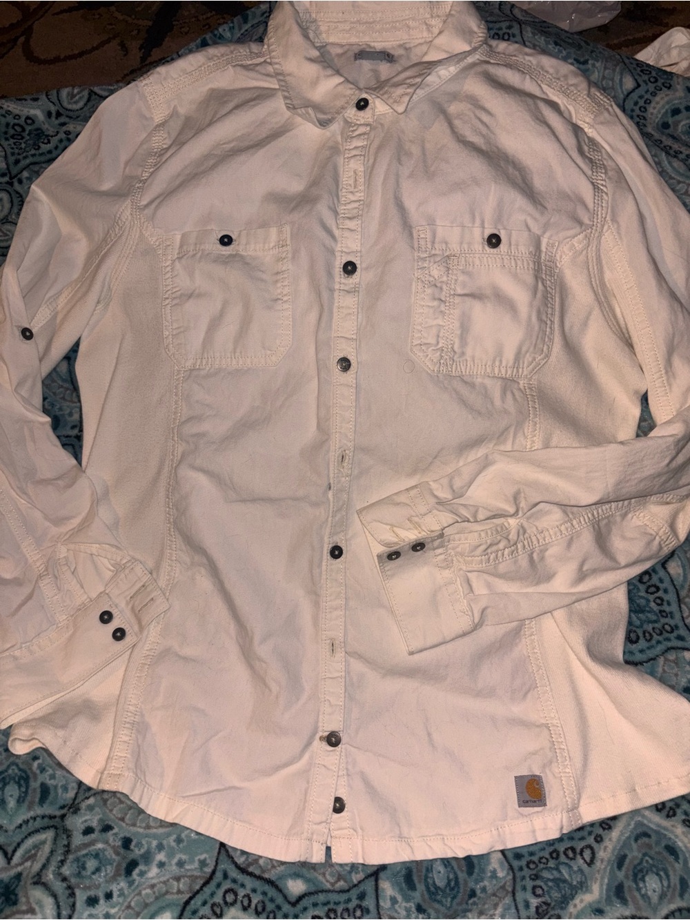 Carhartt Off-White Long-Sleeve Button Front Work Shirt